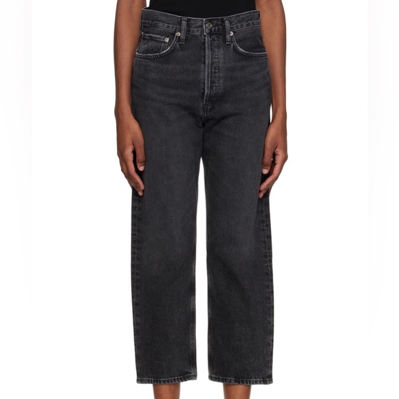 Like new AGOLDE Black 90's Crop Jeans - Picture 1 of 13